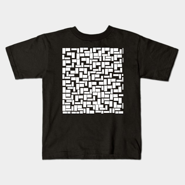 PATTERN OF RECTANGLES AND WHITE SQUARES Kids T-Shirt by SAMUEL FORMAS